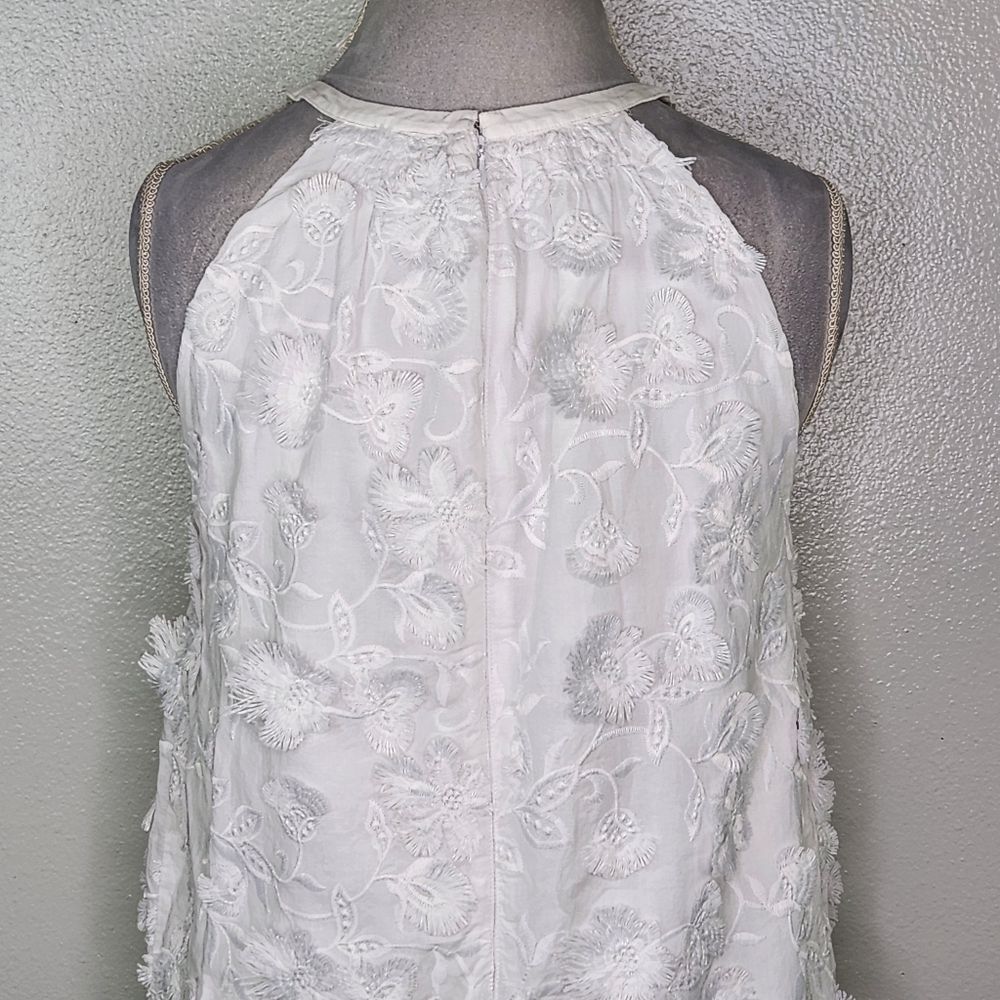 Ann Taylor White High Neck Halter Floral Applique' Mini A Line Dress Size M/L - Picture 7 of 12